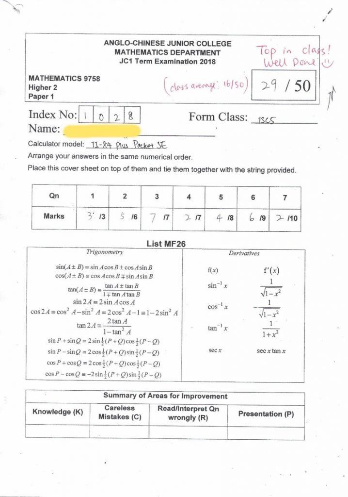 Maths student from ACJC scored top 2 ACJC top student
