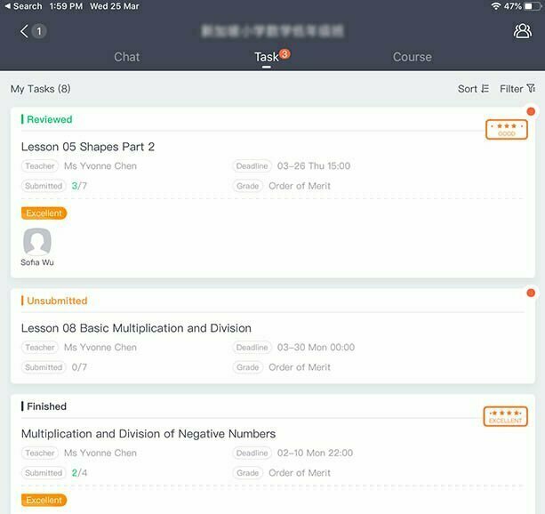 Homework Assignment in Online Interactive Classes