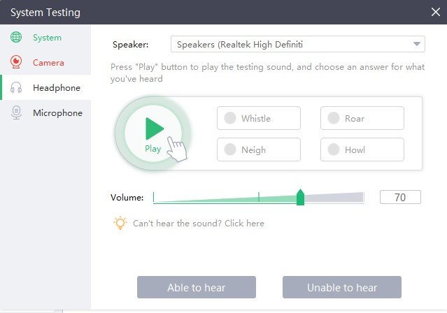 Peripherals Test in Online Interactive Classes