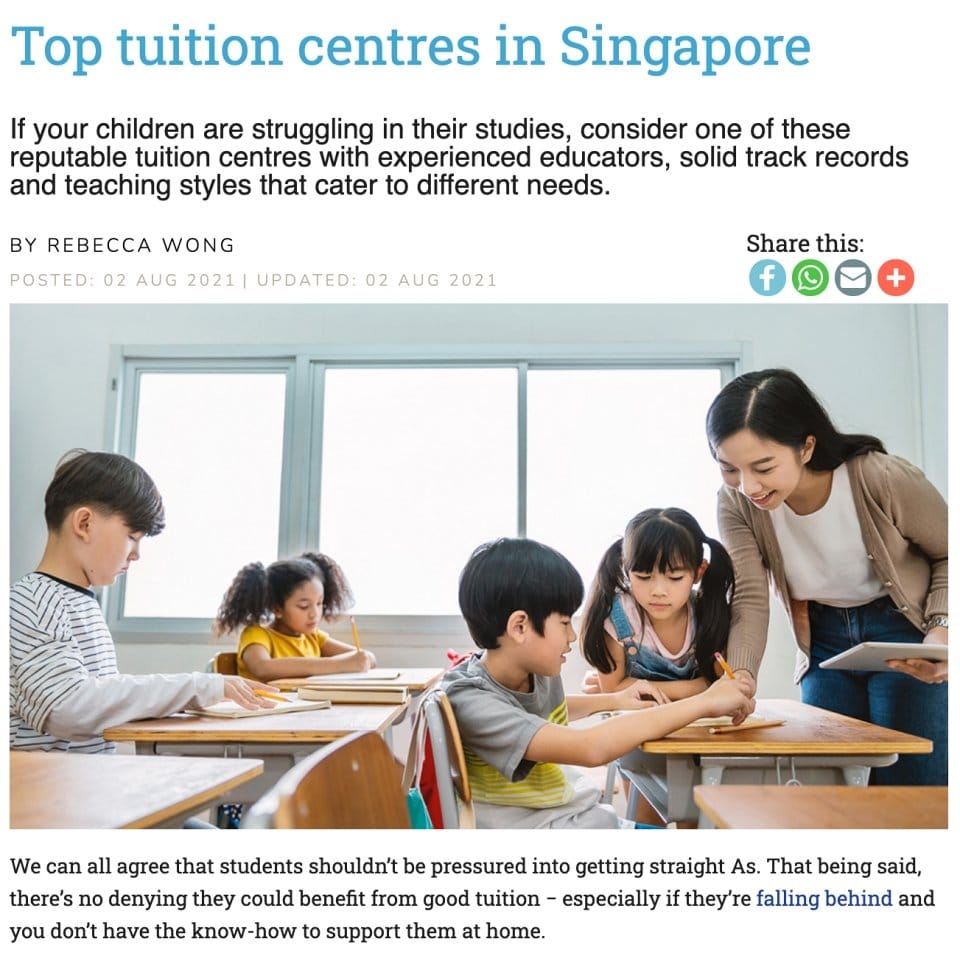 We Are Featured On SmartParents As A Top Tuition Centre! 2